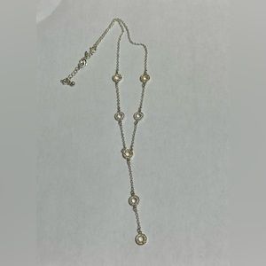 Avon Rhinestone Silver Round Circle Necklace & Drop Dangle Earrings